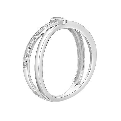 Gemminded Sterling Silver 1/10 Carat T.W. Diamond Cross Ring