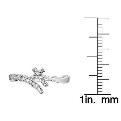 Gemminded Sterling Silver 1/6 Carat T.W. Diamond Cross Ring