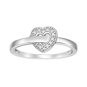 Gemminded Sterling Silver Diamond Accent Heart Promise Ring