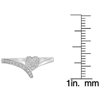 Gemminded Sterling Silver 1/6 Carat T.W. Diamond Heart Promise Ring