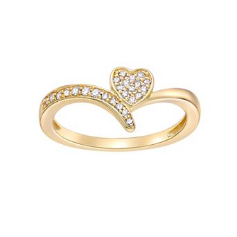Gemminded 18k Gold Over Sterling Silver 1/6 Carat T.W. Diamond Heart Promise Ring
