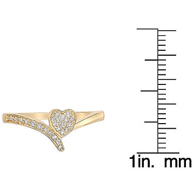 Gemminded 18k Gold Over Sterling Silver 1/6 Carat T.W. Diamond Heart Promise Ring