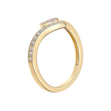 Gemminded 18k Gold Over Sterling Silver 1/6 Carat T.W. Diamond Heart Promise Ring
