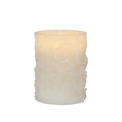 Everyday Decor Floral Patterned Short Flameless LED Pillar Candle