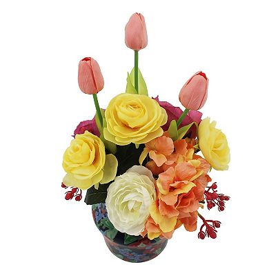 Sonoma Goods For Life?? Tulips in Floral Ceramic Vase Table Decor