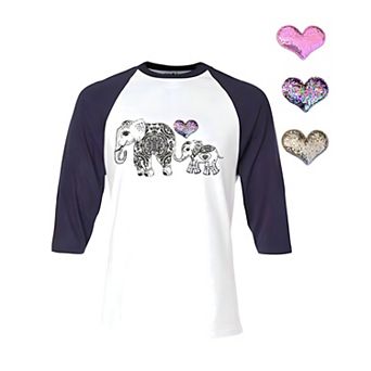 Mi Amore Gigi Elephant Graphic Interchangeable Glitter Heart Top
