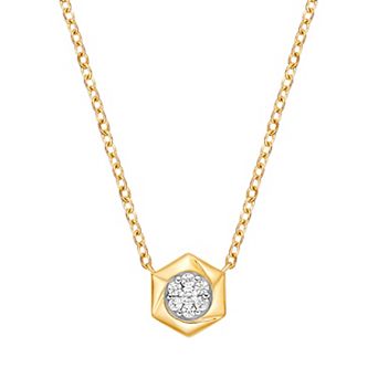 Gemminded 10k Gold 1/10 Carat T.W. Diamond Hexagon Pendant Necklace