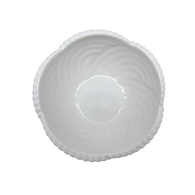 Everyday Decor Scalloped Ceramic Decorative Bowl Table Decor