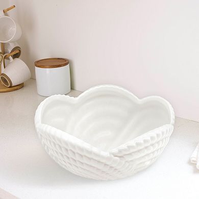 Everyday Decor Scalloped Ceramic Decorative Bowl Table Decor