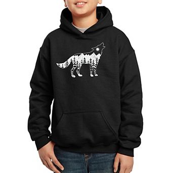 Howling Wolf - Boy's Word Art Hooded Sweatshirt