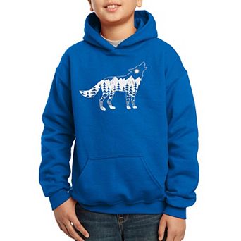 Howling Wolf - Boy's Word Art Hooded Sweatshirt