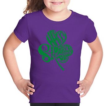 St. Patrick's Day Shamrock - Girl's Word Art T-shirt