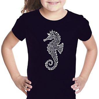 Types of Seahorse - Girl's Word Art T-shirt