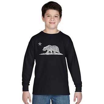 Boy's Word Art Long Sleeve - California Bear