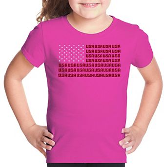 USA Flag - Girl's Word Art T-shirt