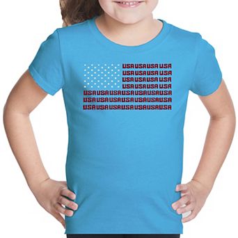 USA Flag - Girl's Word Art T-shirt
