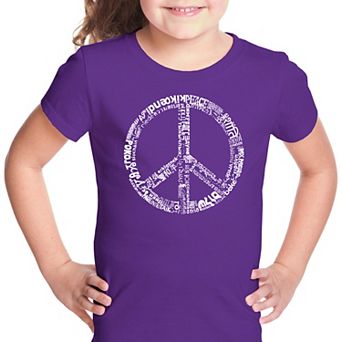 THE WORD PEACE IN 77 LANGUAGES - Girl's Word Art T-shirt
