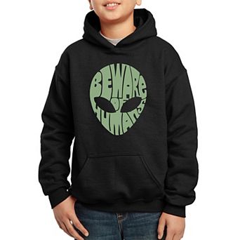 Beware of Humans - Boy's Word Art Hooded Sweatshirt