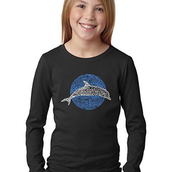 Species of Dolphin - Girl's Word Art Long Sleeve