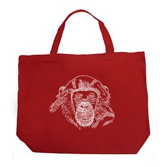 Large Word Art Tote Bag - Chimpanzee