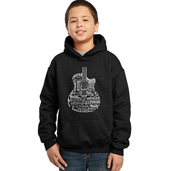Languages Guitar - Boy's Word Art Hooded Sweatshirt