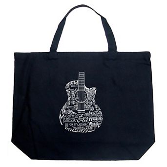 Large Word Art Tote Bag - Languages Guitar