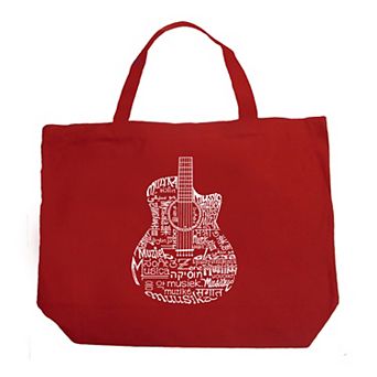 Large Word Art Tote Bag - Languages Guitar