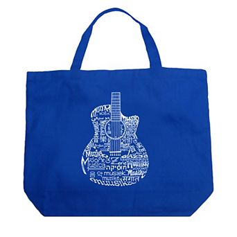 Large Word Art Tote Bag - Languages Guitar
