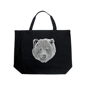 Large Word Art Tote Bag - Bear Face