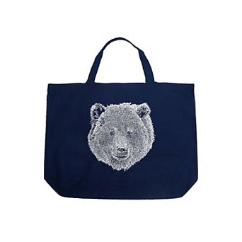 Large Word Art Tote Bag - Bear Face