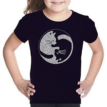Yin Yang Cat - Girl's Word Art T-shirt