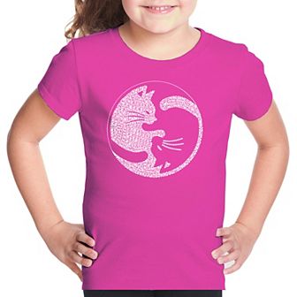 Yin Yang Cat - Girl's Word Art T-shirt