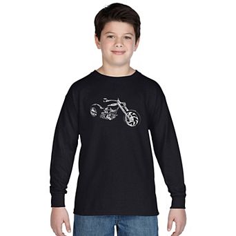 Boy's Word Art Long Sleeve - MOTORCYCLE