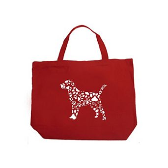 Large Word Art Tote Bag - Dog Paw Prints