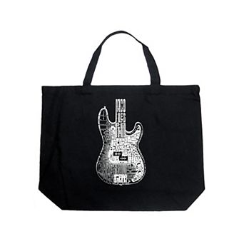 Large Word Art Tote Bag - Bass Guitar