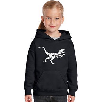 Velociraptor - Girl's Word Art Hooded Sweatshirt
