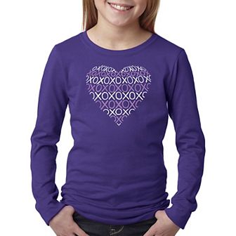 XOXO Heart - Girl's Word Art Long Sleeve