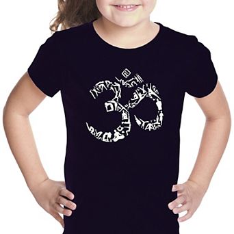THE OM SYMBOL OUT OF YOGA POSES - Girl's Word Art T-shirt