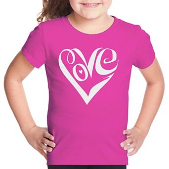 Script Love Heart - Girl's Word Art T-shirt