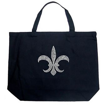 Large Word Art Tote Bag - FLEUR DE LIS - POPULAR LOUISIANA CITIES