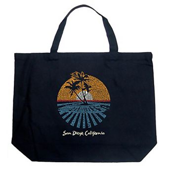 Large Word Art Tote Bag - Cities In San Diego