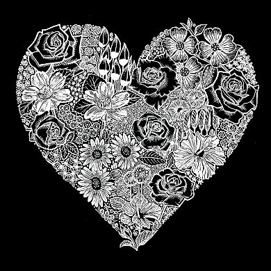 Large Word Art Tote Bag - Heart Flowers