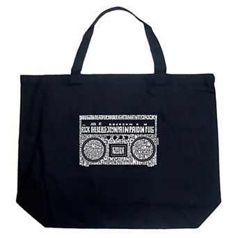 Large Word Art Tote Bag - Greatest Rap Hits of The 1980's