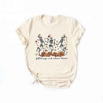 Fall Breeze Skeletons Short Sleeve Graphic Tee