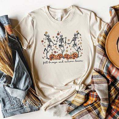 Fall Breeze Skeletons Short Sleeve Graphic Tee