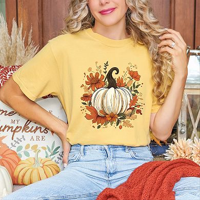 Simply Sage Market Fall Pumpkin Floral Garment Dyed Tee