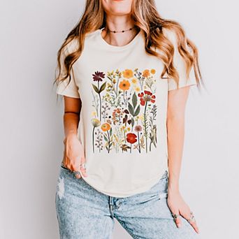 Vintage Pressed Flowers - Womens Short Sleeve Tee