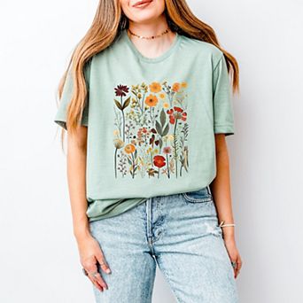 Vintage Pressed Flowers - Womens Short Sleeve Tee