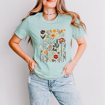Vintage Pressed Flowers - Womens Short Sleeve Tee