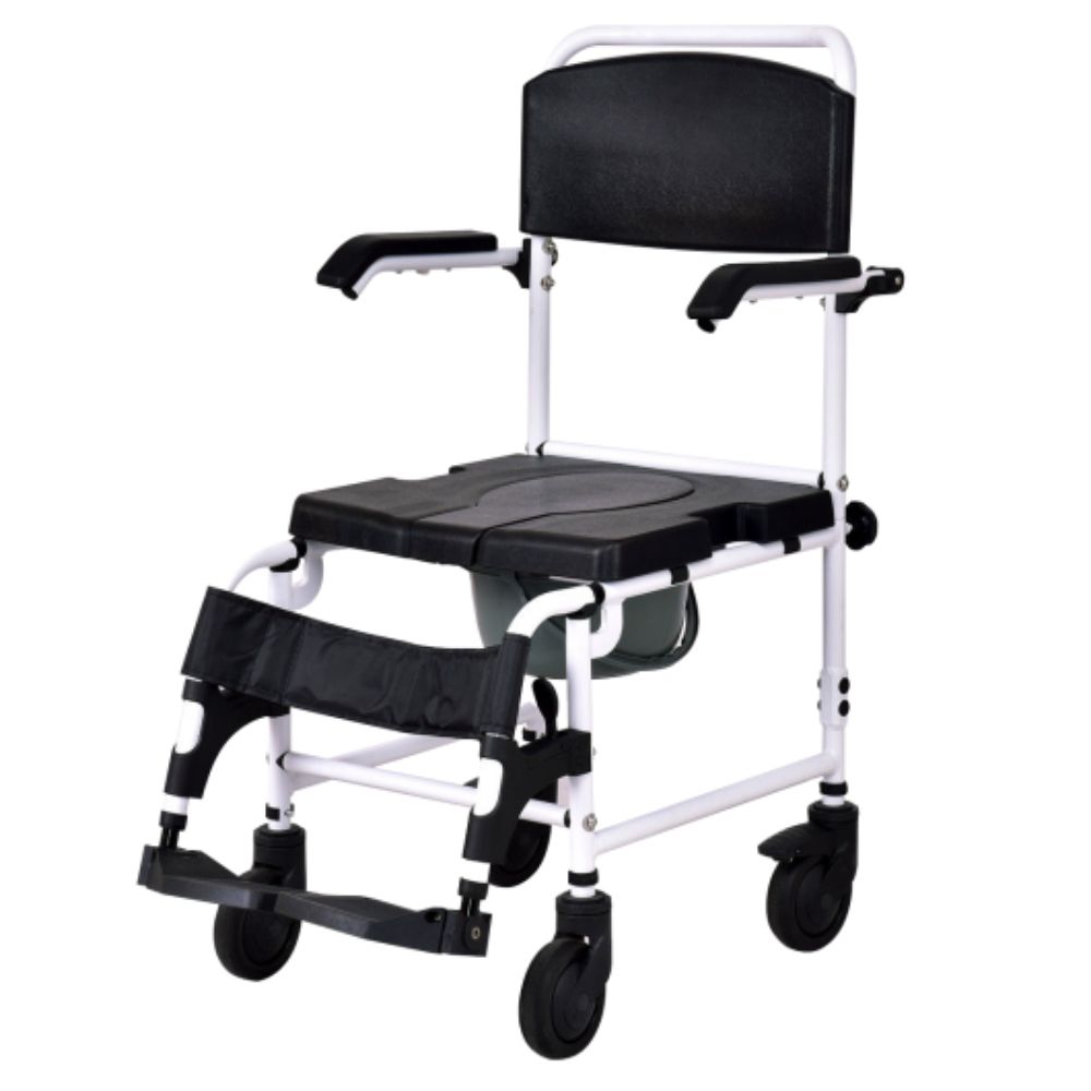 EVA Padded Shower Chair w/ Arms and Back for Seniors Disabled Tool-Free  Assembly